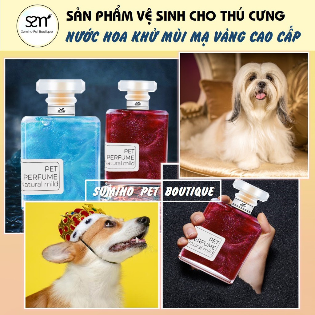 Nước hoa dưỡng lông cho chó mèo thú cưng Pet Perfume (chai 50ml, có lá vàng sang chảnh)