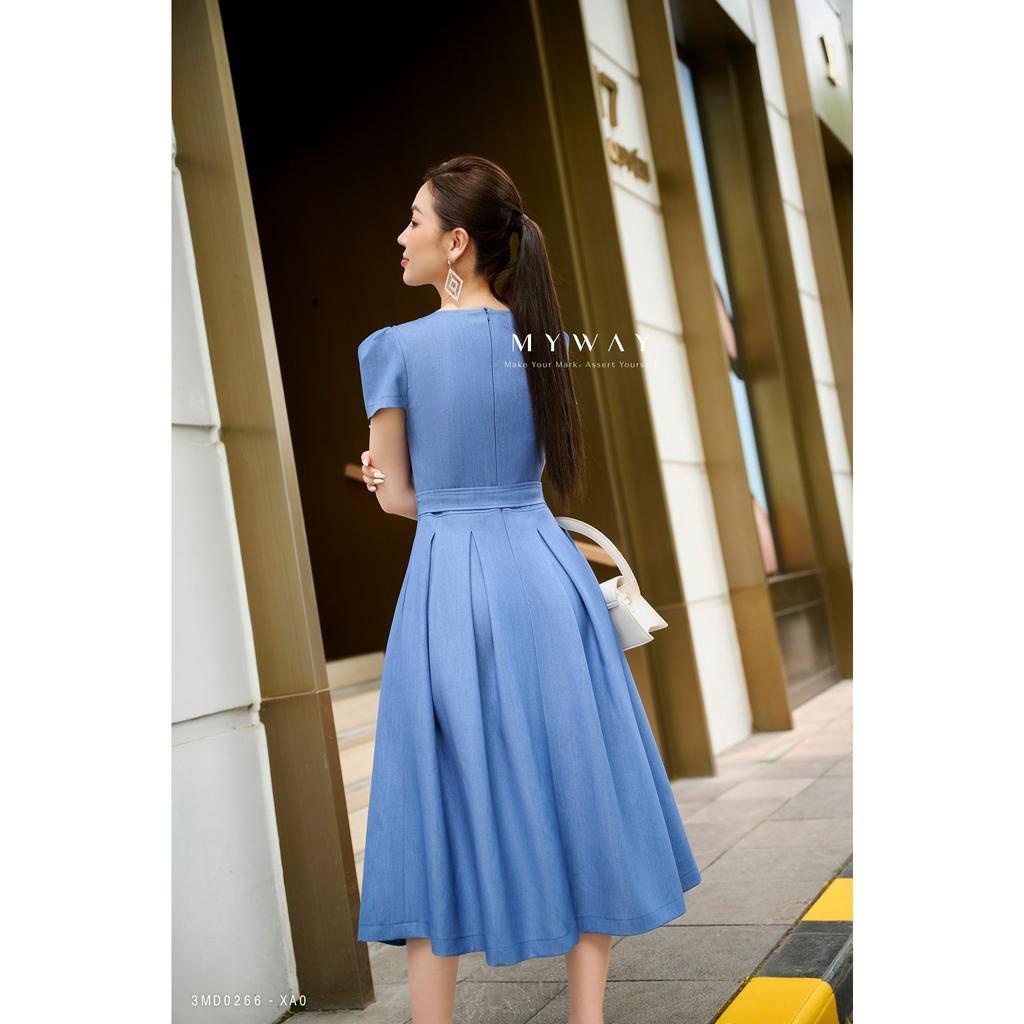 Đầm Công Sở Nữ MY WAY Dáng Xòe Dài Denim Sang Trọng 3MD0266