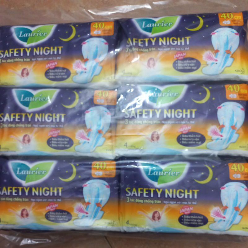 Băng Vệ Sinh Laurier Safety Night Đêm Siêu Chống tràn 40cm