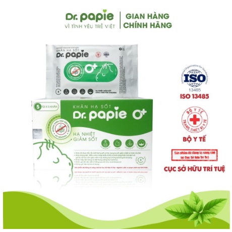 Khăn Lau Hạ Sốt Dr Papie Cho Bé, Hạ Nhiệt Giảm Sốt  (Hộp 25 miếng)