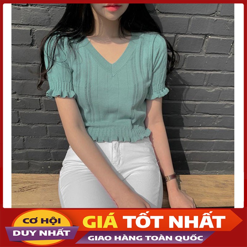 Áo Len Nữ Cộc Tay Cao Cấp- Cổ Tym Cực Xinh AL07-Violet