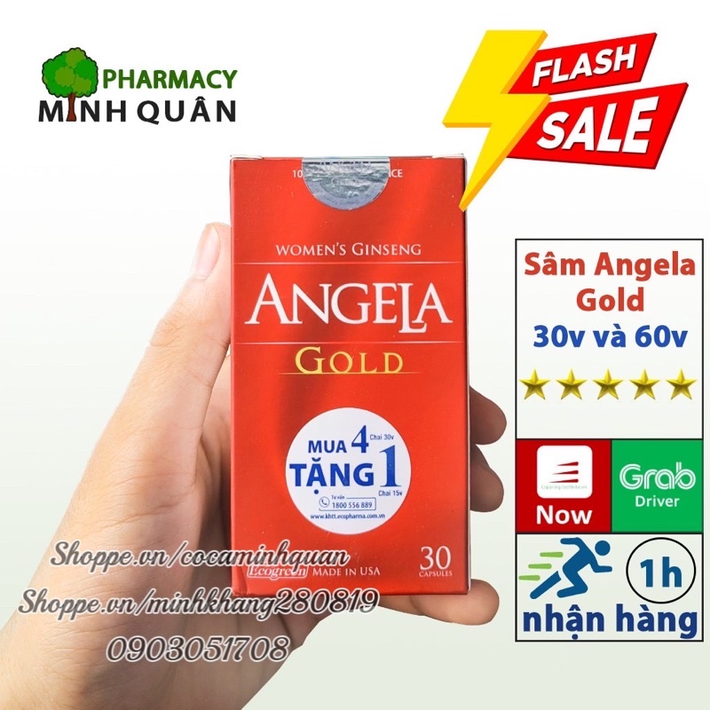 Sâm Angela Gold ⚡CHÍNH HÃNG ⚡ có tem tích điểm - Hộp 60 viên và 30 viên - Hỗ trợ bổ sung nội tiết tố