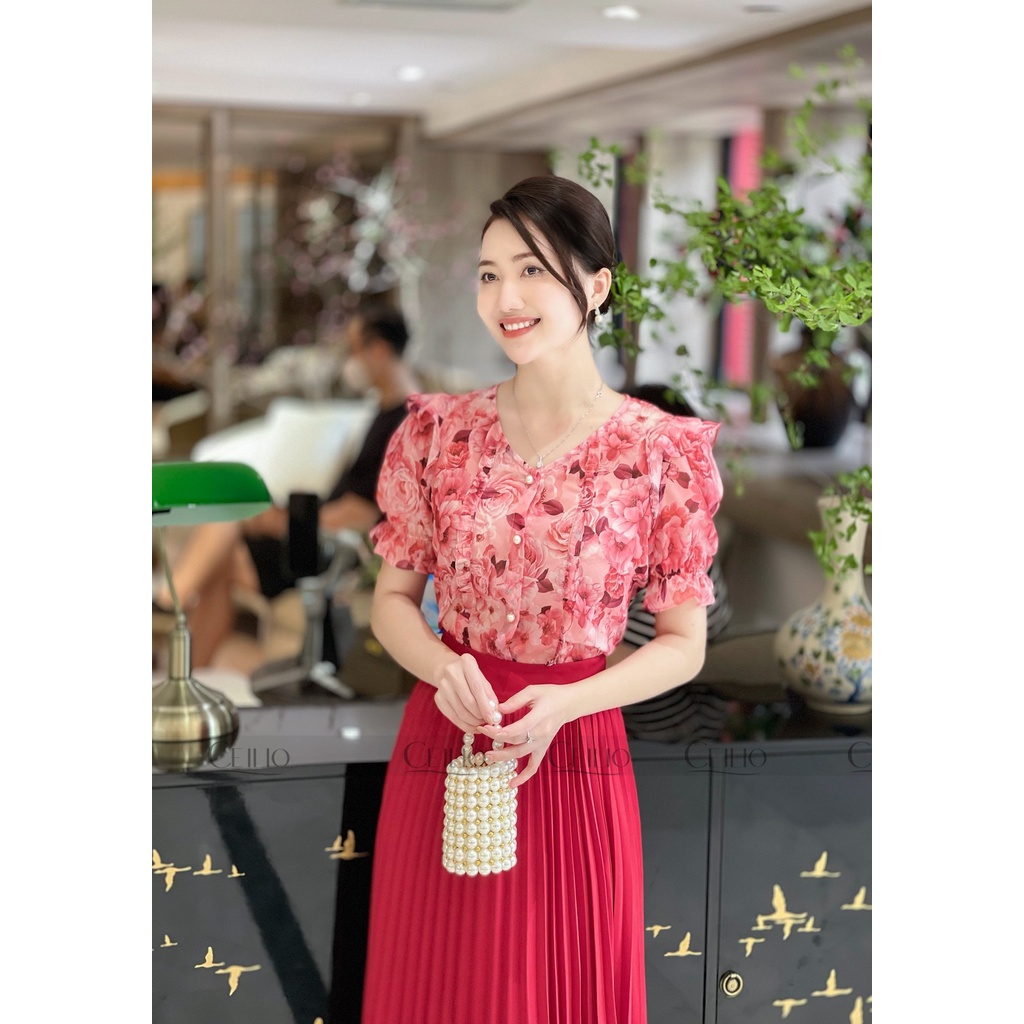 Áo sơ mi hoa hồng