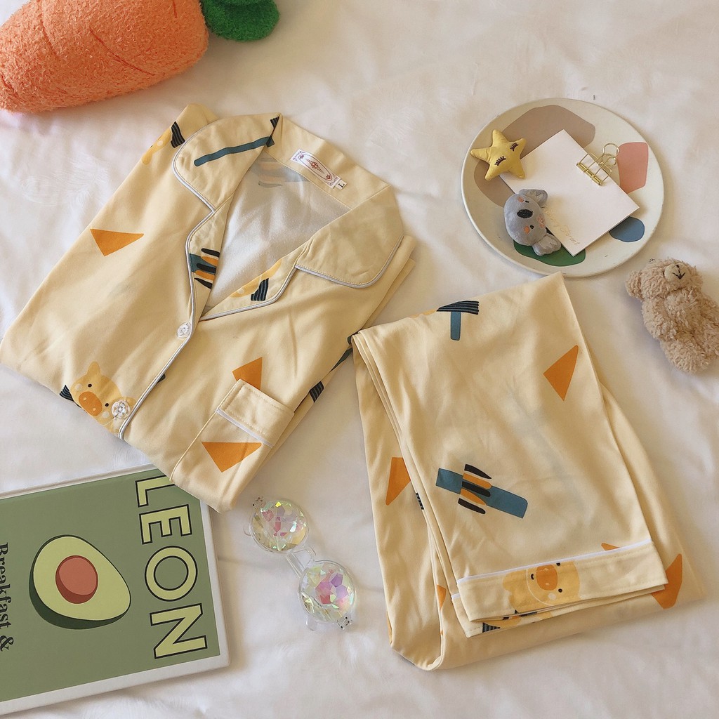 Bộ ngủ pijama Thun Cotton Dày, Đồ Bộ Nữ Hoạ Tiết Đa Dạng Đủ Màu