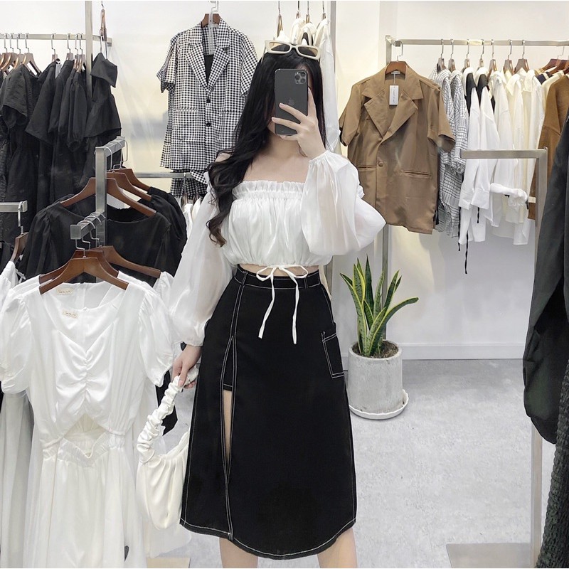 Hyon Skirt - Chân váy kaki thu xẻ vạt cực xinh | BigBuy360 - bigbuy360.vn