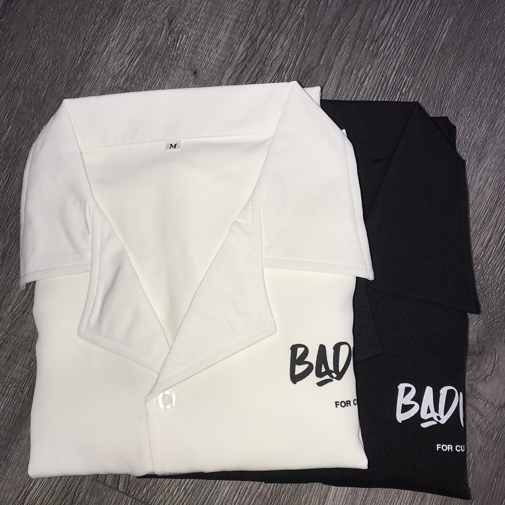 Áo Sơ mi Nam Tay Ngắn Thêu Họa Tiết Bad Habits - form rộng unisex - MAYLANSTORE | BigBuy360 - bigbuy360.vn