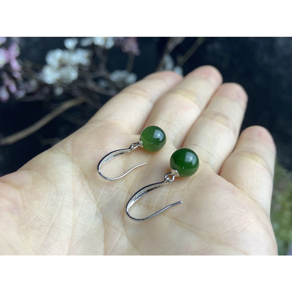 BT245 Bông Tai  Nữ Hạt Đá Xanh lục và bạc 925