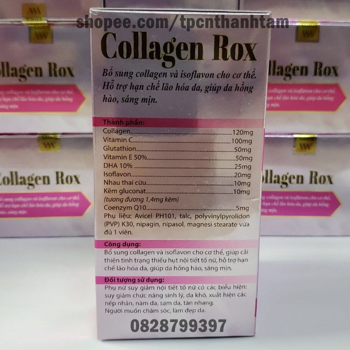 [HOT]Viên uống COLLAGEN ROX bổ sung Collagen, hỗ trợ làm đẹp da, trắng sáng da - Hộp 60 viên