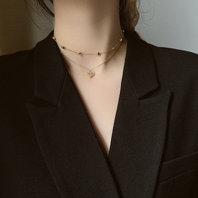 Vòng cổ Nhiều Lớp Mạ Vàng 14K Phong Cách Hàn Quốc Thời Trang
