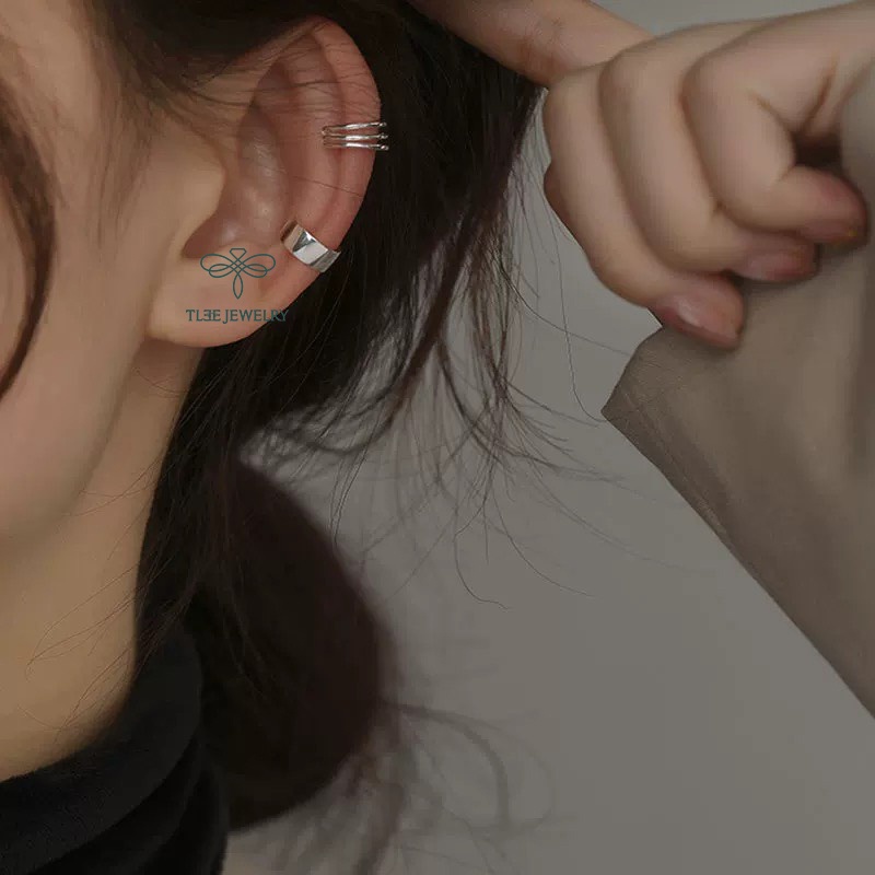 Khuyên tai bạc nữ TLEE kẹp vành set 3 mẫu basic TleeJewelry B0116