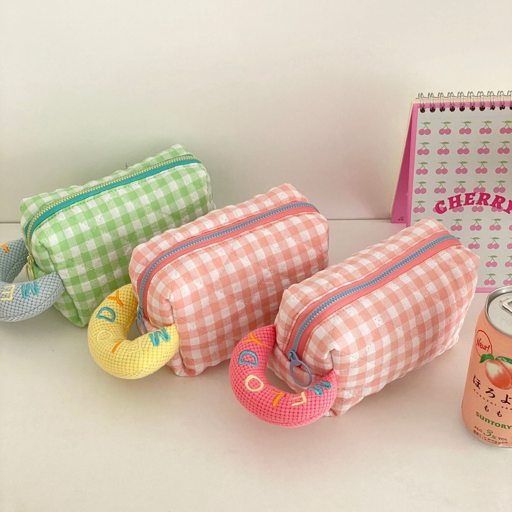 Túi Đựng Bút / Mỹ Phẩm mini Họa Tiết Hoạt Hình Màu Tương Phản Phong Cách Hàn Quốc Cho Nữ Ốp