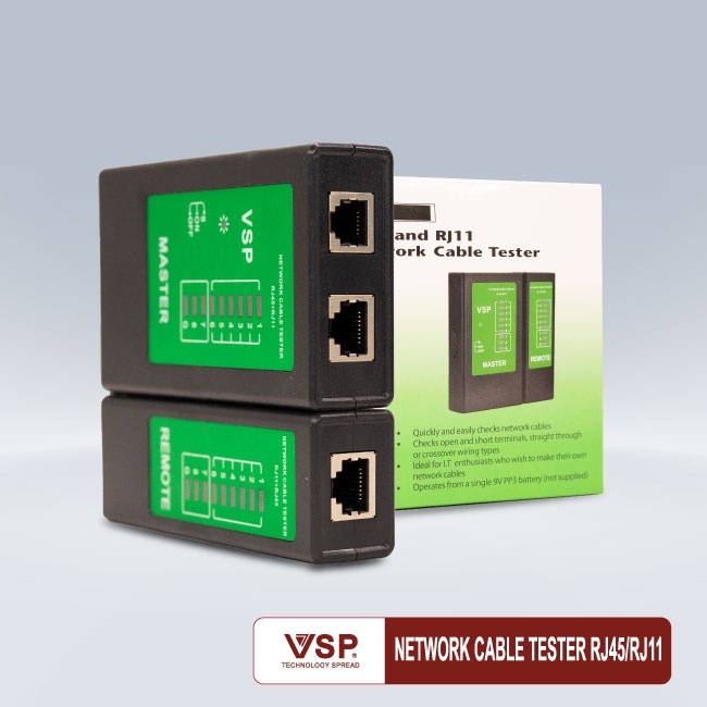 Hộp test cáp mạng VSP RJ45 + RJ11. VI TÍNH QUỐC DUY