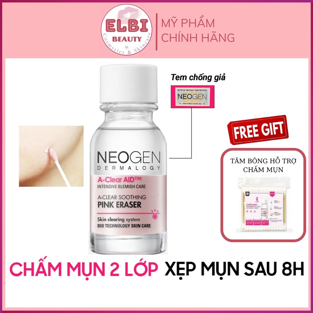 Chấm Mụn NEOGEN 2 Lớp Xẹp Mụn Sau 4H Neogen Dermalogy A-Clear Aid Soothing Pink Eraser 15ml-Elbi Beauty Cosmetics &amp; Skin