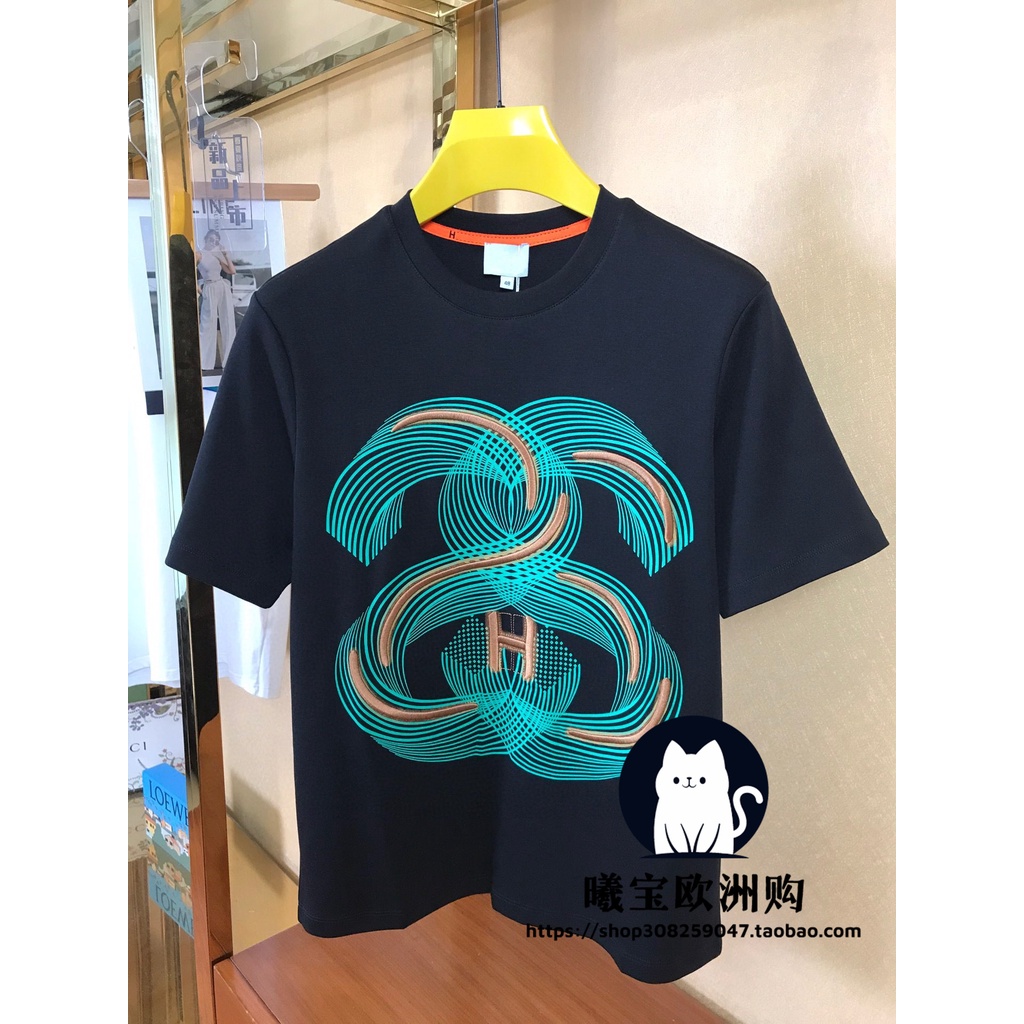 Áo Thun Tay Ngắn Dáng Rộng In Chữ Hermes + Thẻ Thời Trang Cho Nam Và Nữ