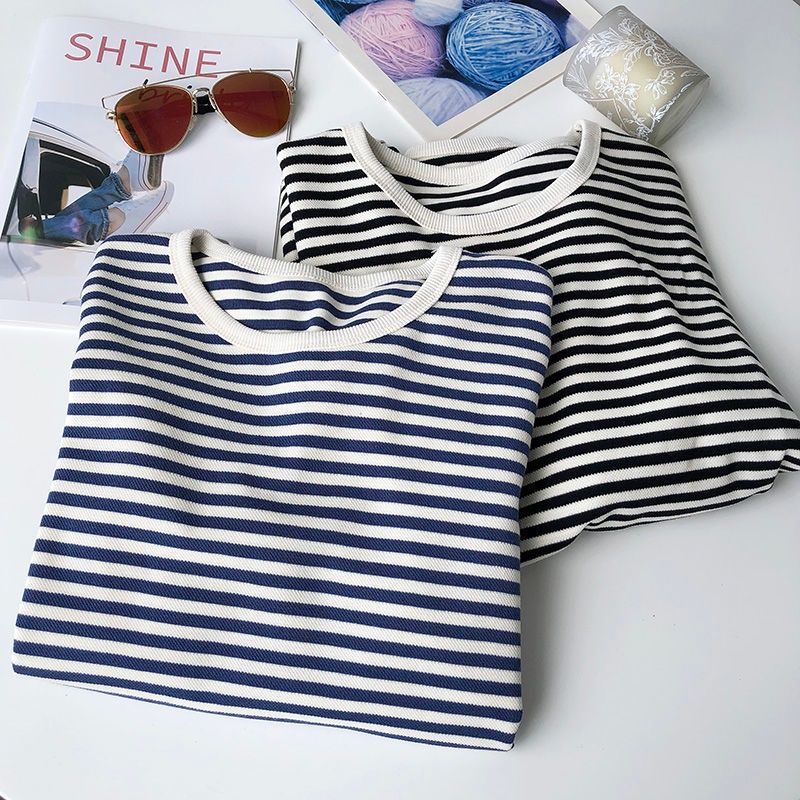 Áo Sweater Cổ Tròn Họa Tiết Kẻ Sọc Thiết Kế Mới Đơn Giản Thời Trang Mùa Thu Dành Cho Nữ