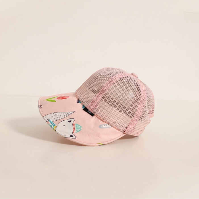 Mũ Lưỡi Trai Vành Rộng Phối Lưới Thoáng Khí In Họa Tiết Dễ Thương Cho Bé