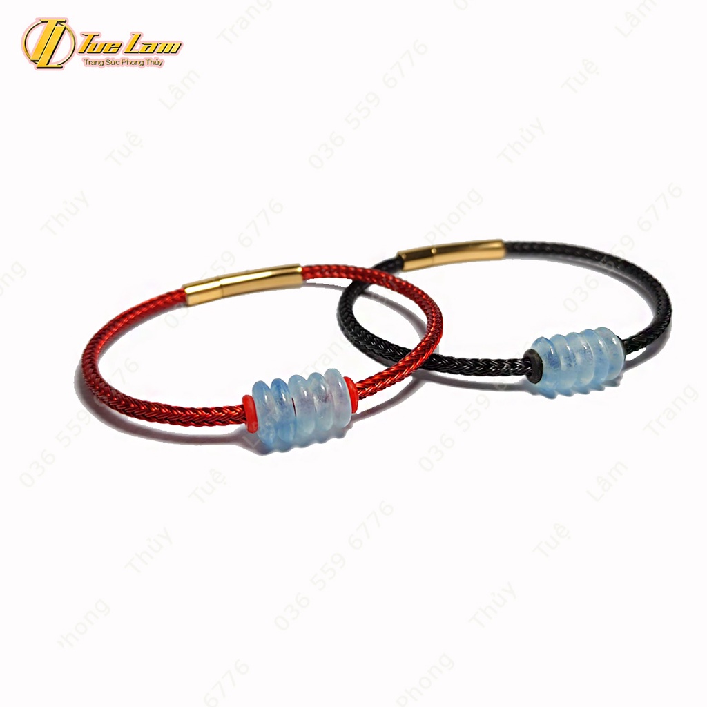 Vòng tay ngũ điếu aquamarine hợp mệnh thủy, mộc chiêu tài hút lộc - Tuệ Lâm