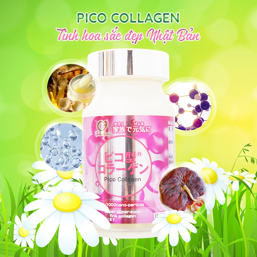 PicoCollagen Nhật Bản ngăn ngừa lão hóa da Hộp 90 viên - Genki Fami - KONNI39
