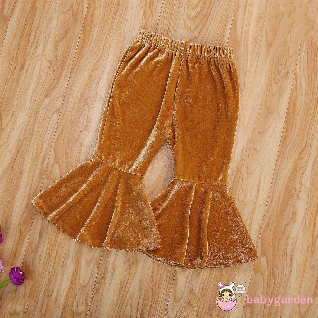 Quần ống loe bằng nhung màu trơn thời trang cho bé gái (0-6 tuổi)
