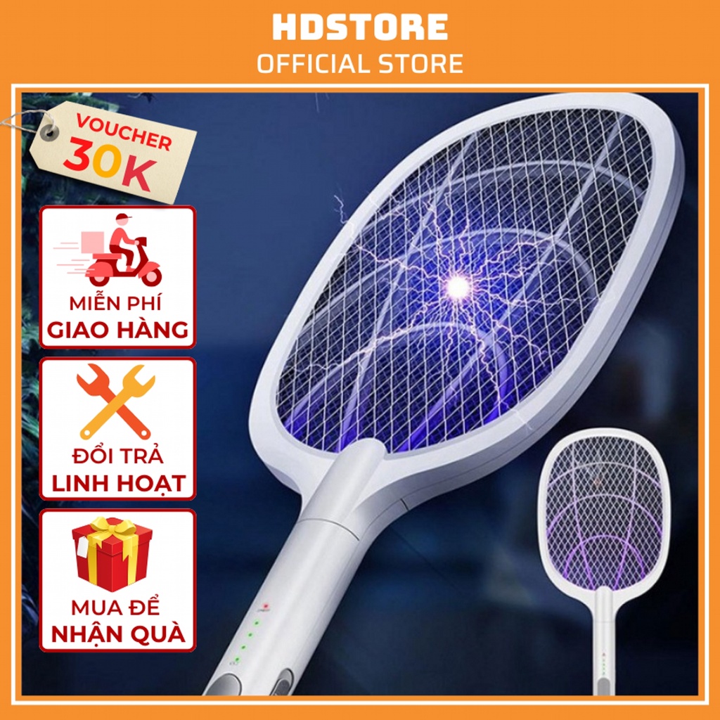 Vợt Muỗi Thông Minh Kiêm Đèn Bắt Côn Trùng 3 Trong 1 Pin Sạc Cao Cấp 1200 mah HDStore