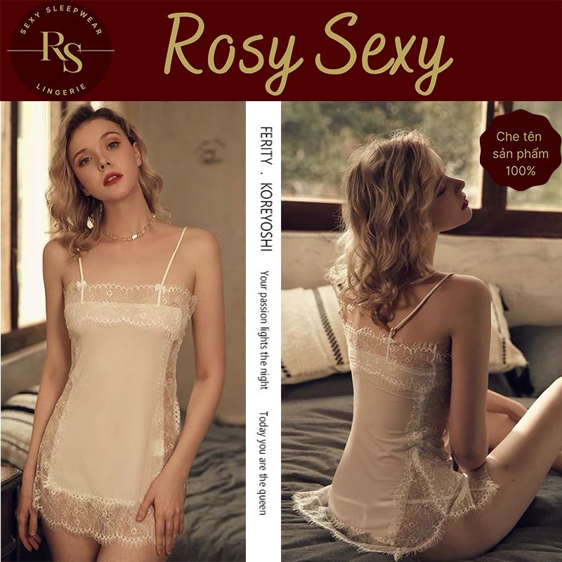 Váy ngủ nữ hai màu đen trắng hot trend viền ren VN21809