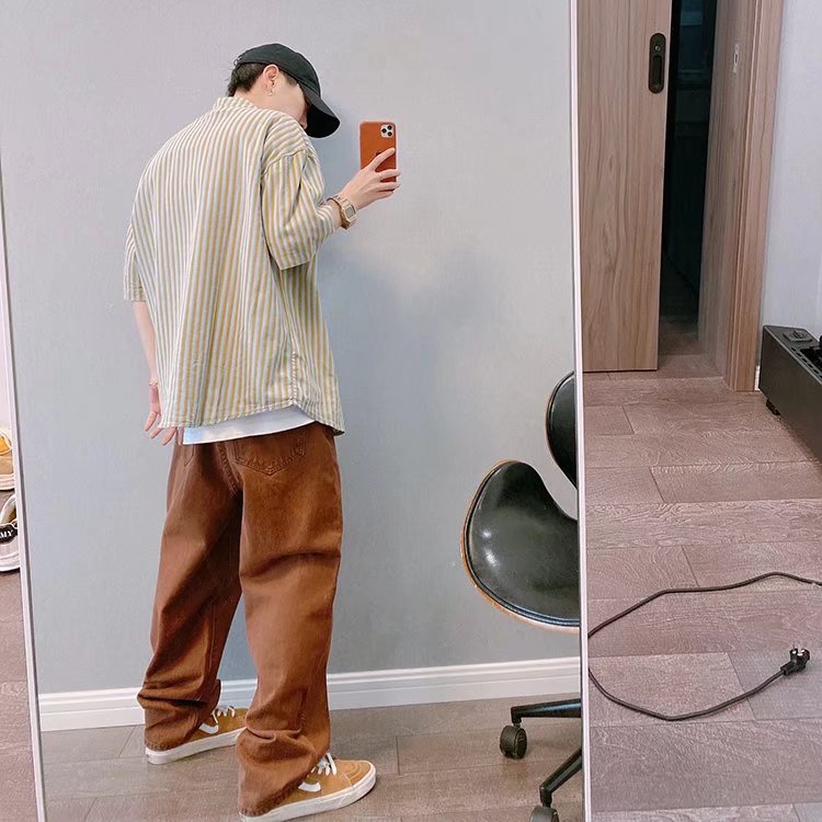 Áo Sơ Mi Nam Tay Ngắn Kẻ Sọc Thời Trang Hàn Quốc