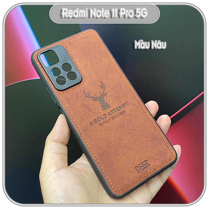 Ốp lưng cho Xiaomi Redmi Note 11 Pro Plus 5G giả da con hươu DEER
