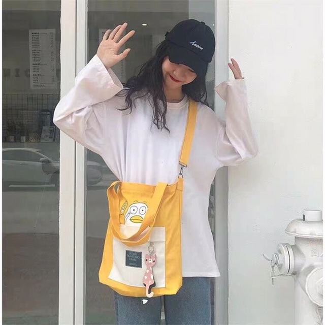 Túi Tote Đeo 2 Kiểu - Ngỗng Mặt Bự