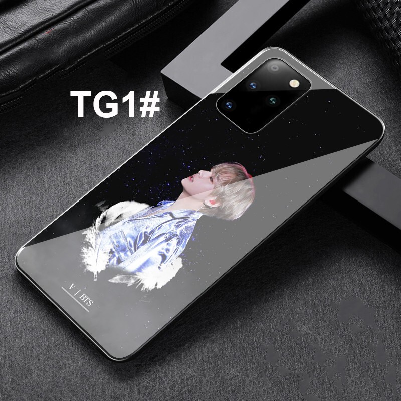 Ốp Lưng Kính Cường Lực Ablu34 Bts V Cho Samsung Galaxy S10 S9 S8 Plus S7 Edge Note 9 8