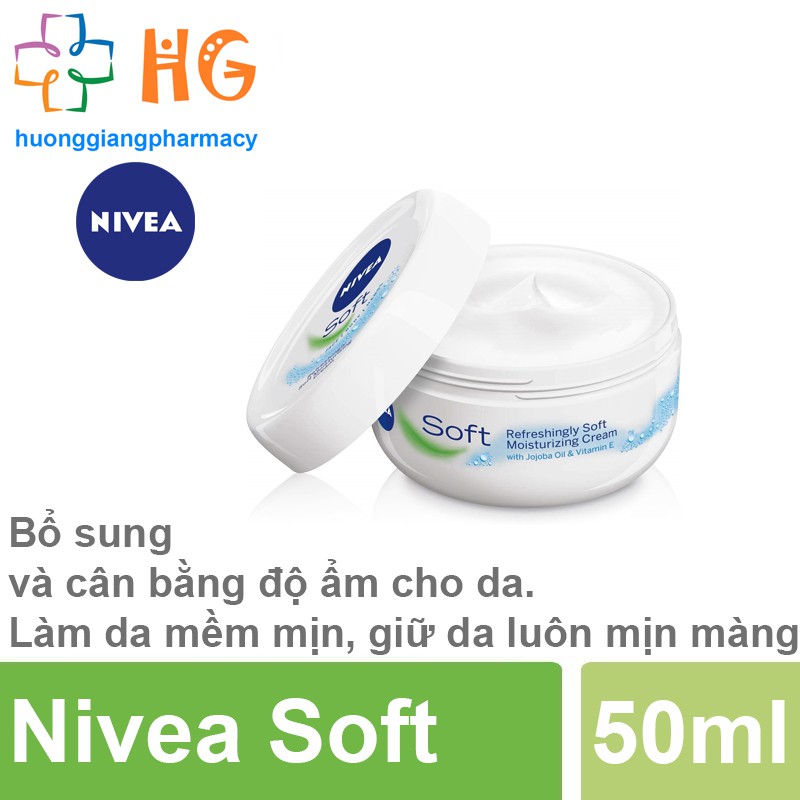 Kem dưỡng mềm da Nivea Soft - Bổ sung và cân bằng độ ẩm cho da. Làm da mềm mịn, giữ da luôn mịn màng (Hộp 50ml)