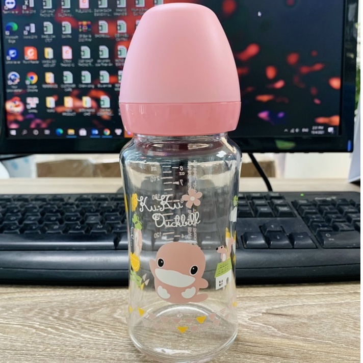 Bình sữa thủy tinh cổ rộng  240ml KU.KU DUCKBILL Ku5865