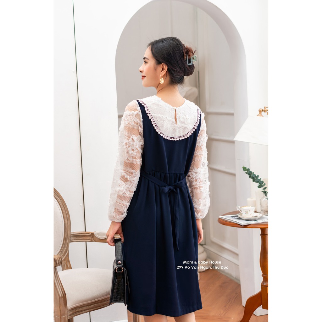 Đầm bầu đen phối ren thêu nổi Coco Dress