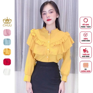 Áo nữ bánh bèo kiểu sơ mi công sở tay dài, phong cách tiểu thư CHUU A6764
