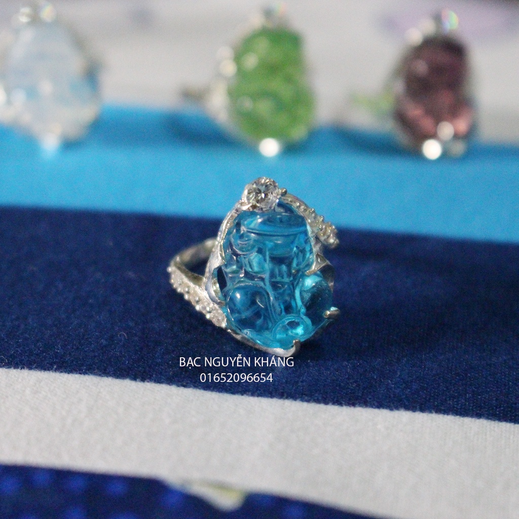 NHẪN TỲ HƯU ĐÁ PHONG THỦY BỌC BẠC TA