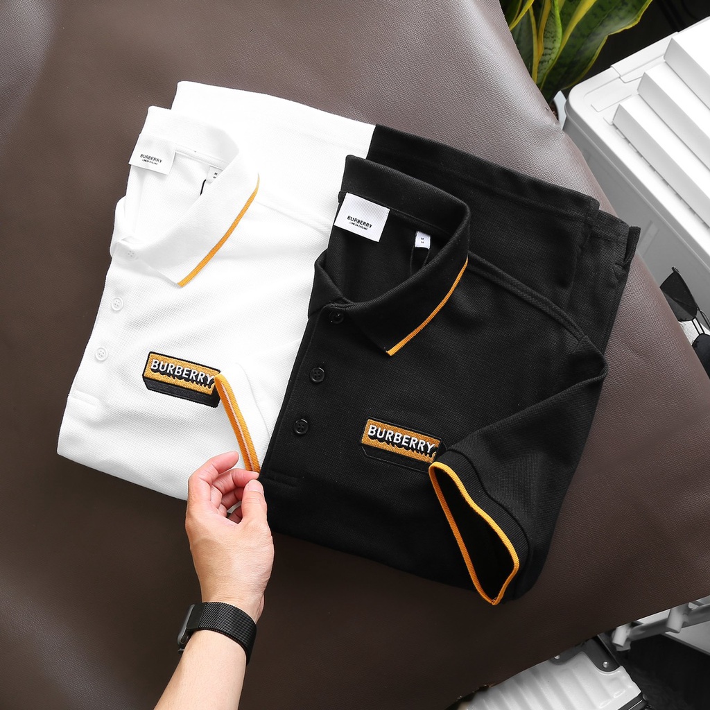 Áo Polo Burberry thêu logo 3D sắc nét date 2022 [Xịn]