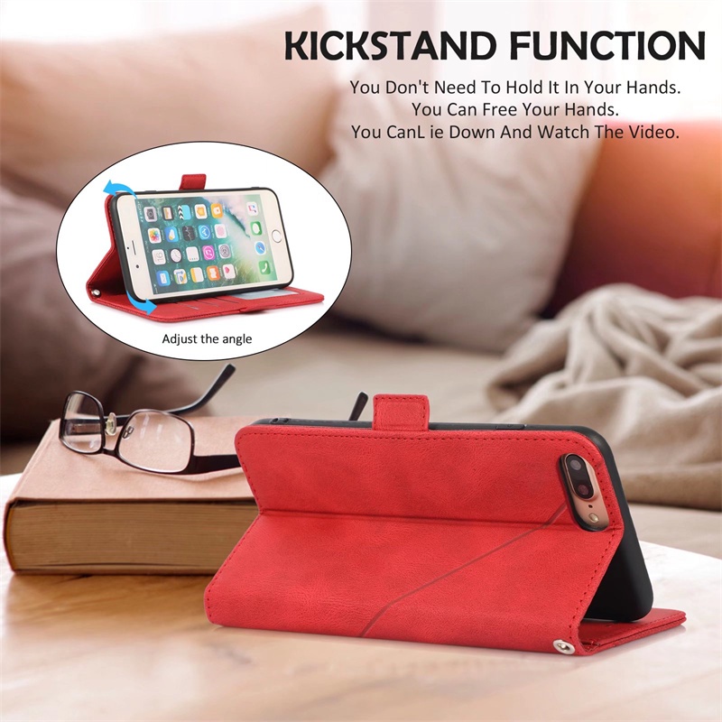 Bao Da Điện Thoại Nắp Gập Dạng Ví Có Ngăn Đựng Thẻ Và Dây Đeo Tay Cho iPhone 6 6s 7 8 Plus SE 2 3 X Xs Xr 11 Pro Max