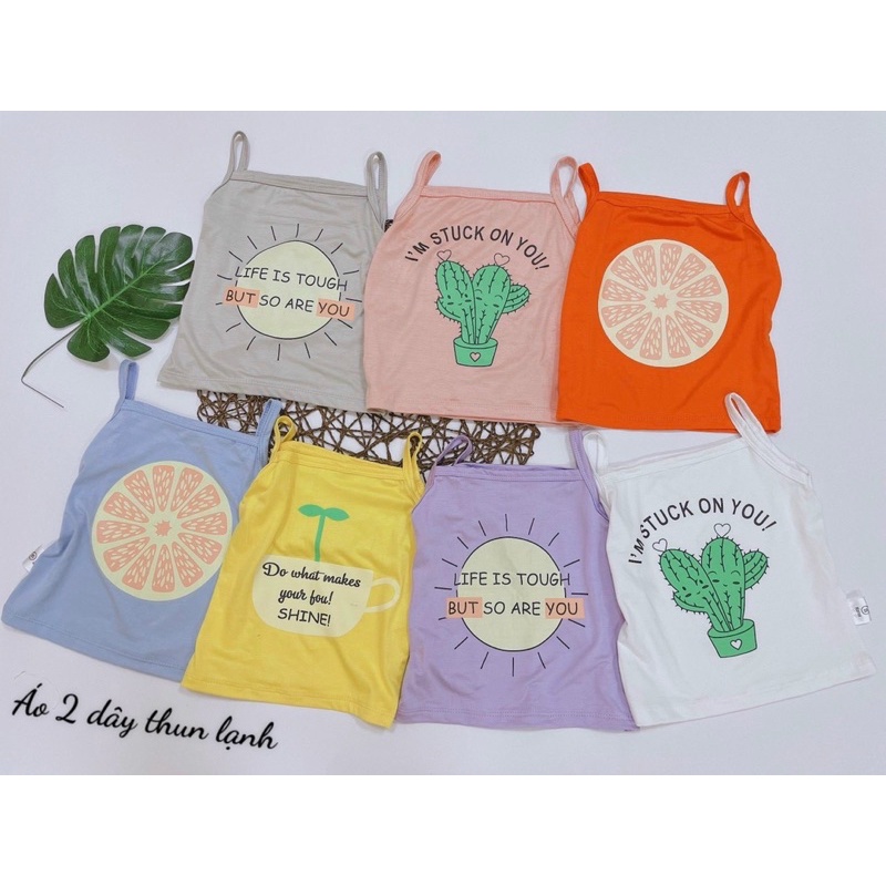 Áo 2 dây cho bé gái nhiều màu chất thun lạnh, mềm mại có size cho bé từ 6 đến 15kg
