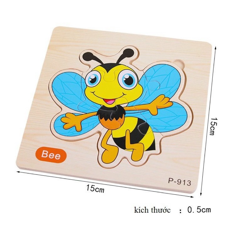 Đồ chơi ghép hình combo 10 tranh ghép hình 9 mảnh gỗ 3D 15x15cm nhiều chủ đề dành cho bé từ 1 tuổi Binkids DC16