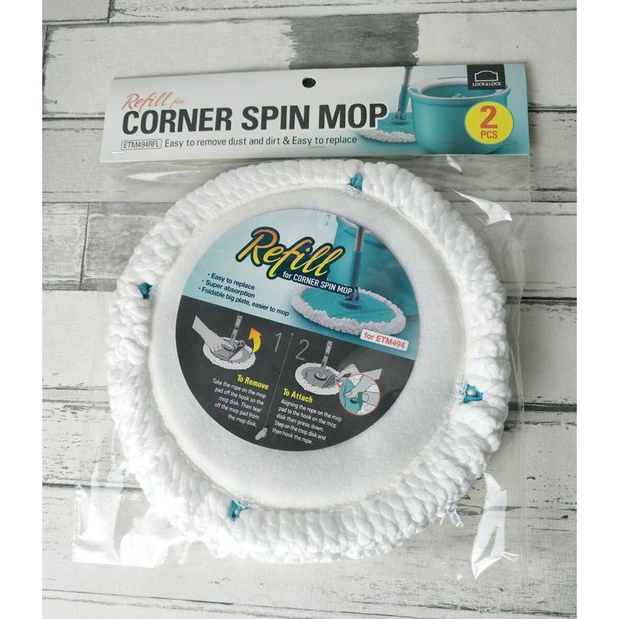 Bộ 2 Bông Lau Thay Thế Của Bộ Lau Nhà Corner Spin Mop ETM494