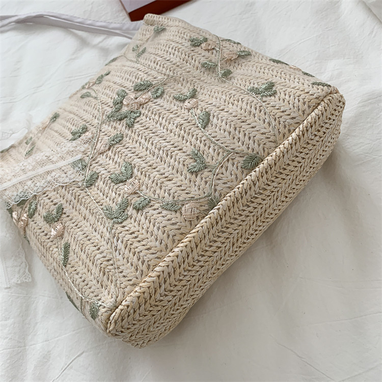 Túi xách Bucket đan cói phối ren thời trang dành cho nữ