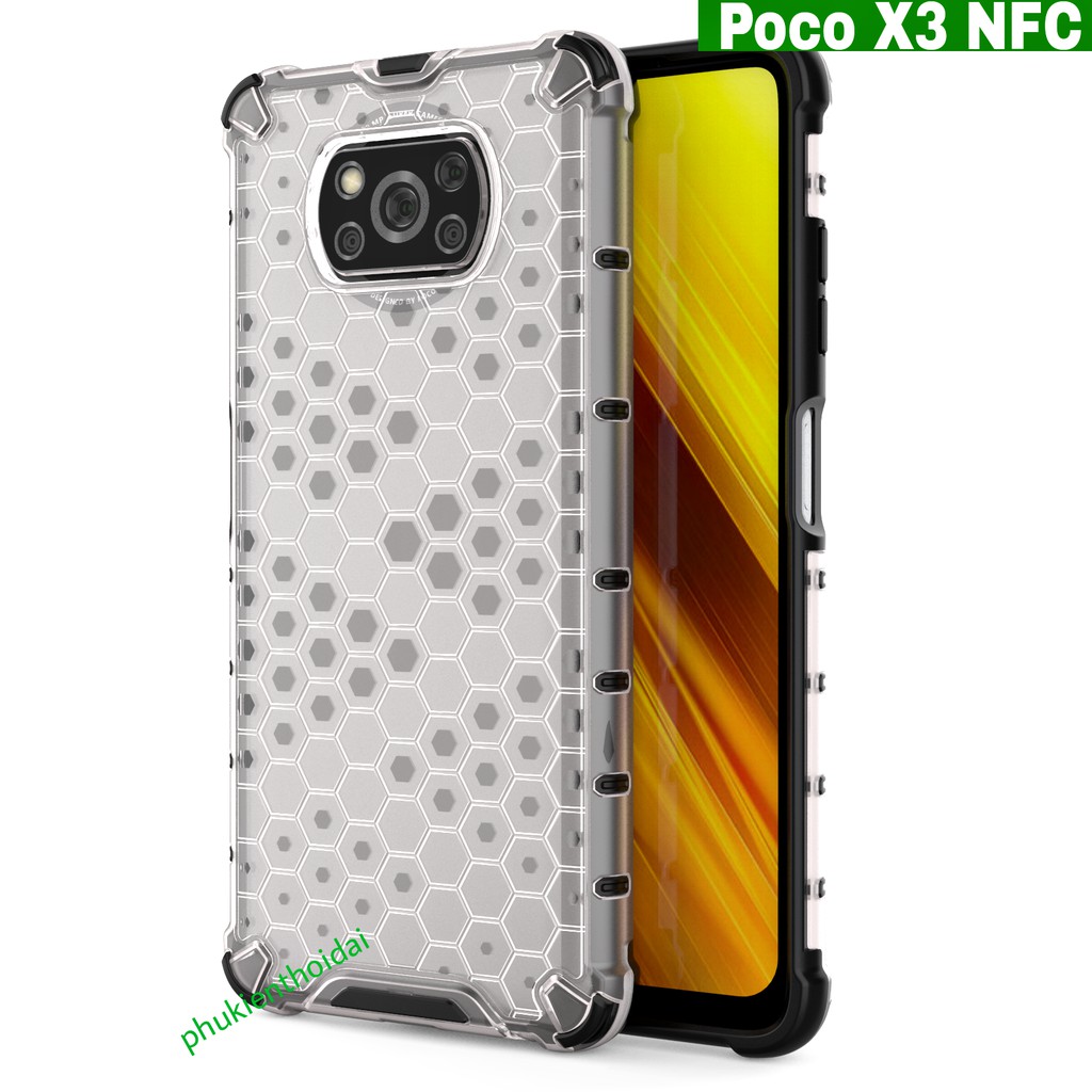 Ốp lưng Poco X3 / X3 Pro / X4 Pro 5G / M4 Pro 4G / Poco F5 / F5 Pro chống sốc vân tổ Ong cao cấp kiểu dáng UAG siêu bền