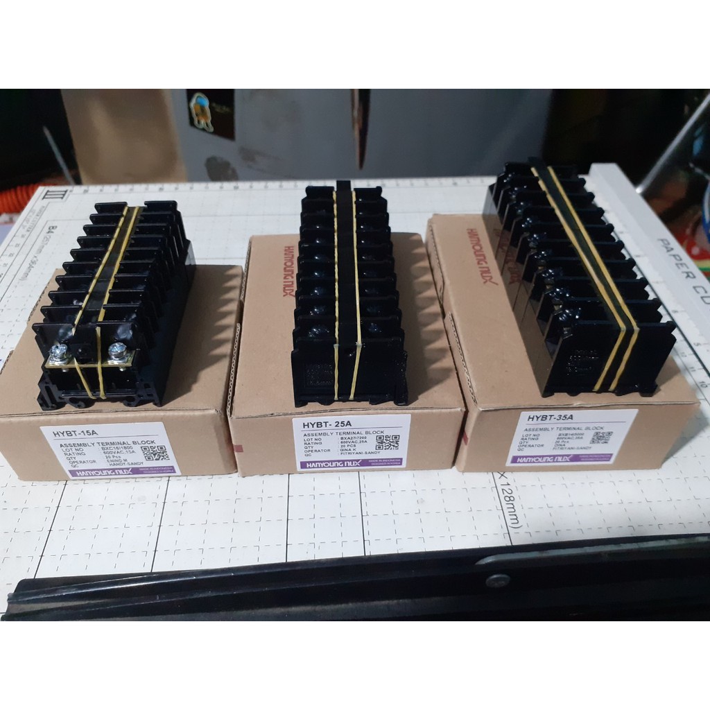 Domino tép - Cầu đấu điện 1 pha: 15A, 25A, 35A, hộp 20 cái, tặng kèm miếng chặn