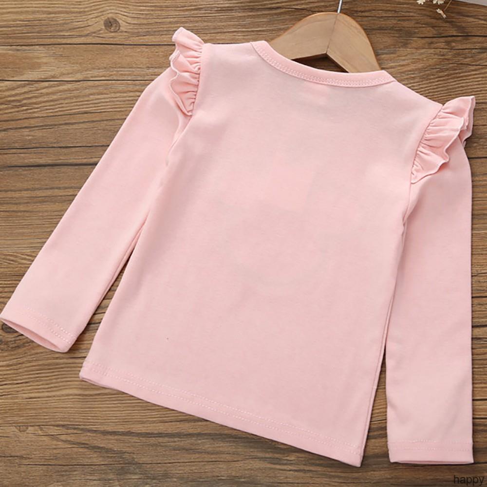 Áo Thun Cotton Tay Dài Cổ Tròn In Họa Tiết Hoạt Hình Dễ Thương Thời Trang Mùa Thu Cho Bé Gái 1-7 Tuổi