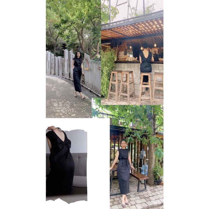 Đầm linen 100%  nơ bản to cách điệu | EMI midi linen dress | CHAMULINEN