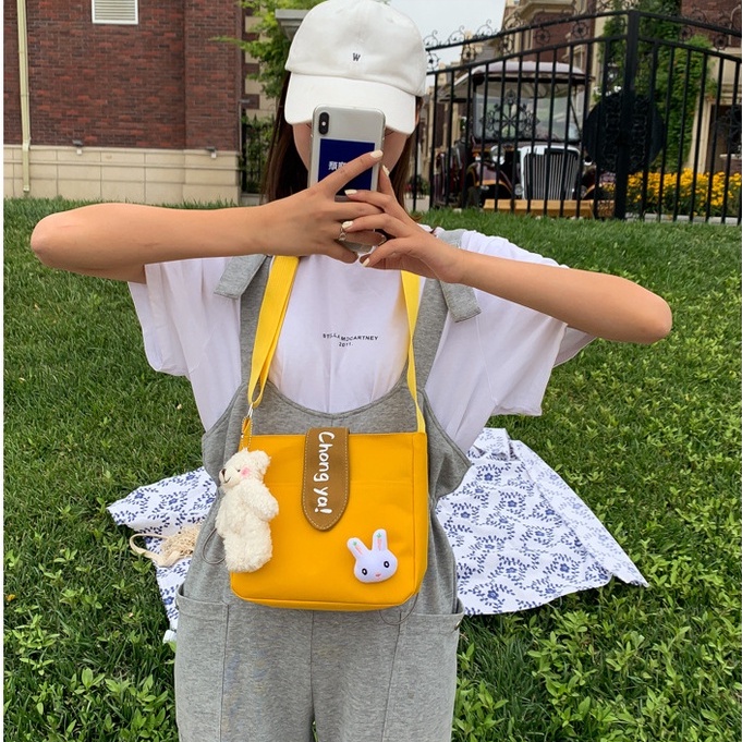 Túi Đeo Chéo Canvas Phong Cách Hàn Quốc Dễ Thương Cho Nữ