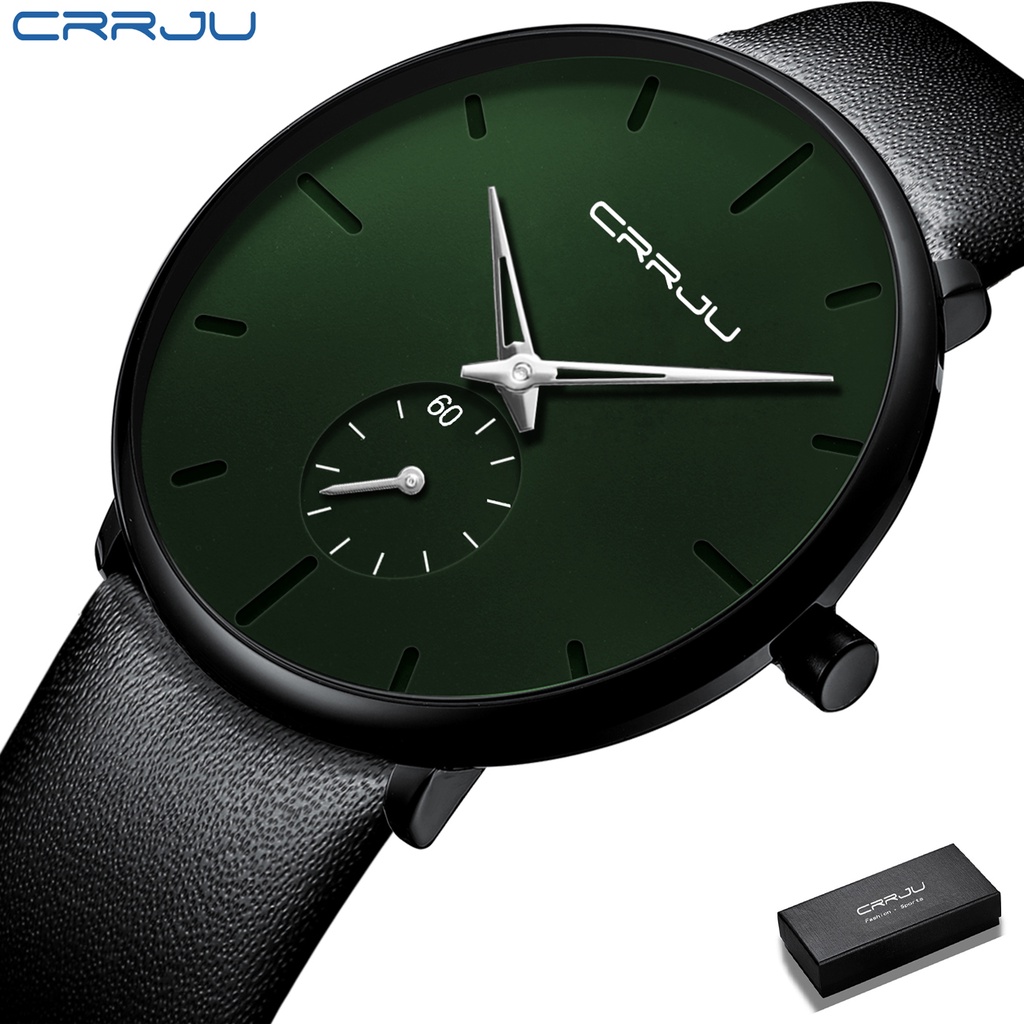 Đồng hồ quartz CRRJU 2150L chống thấm nước với dây đeo da