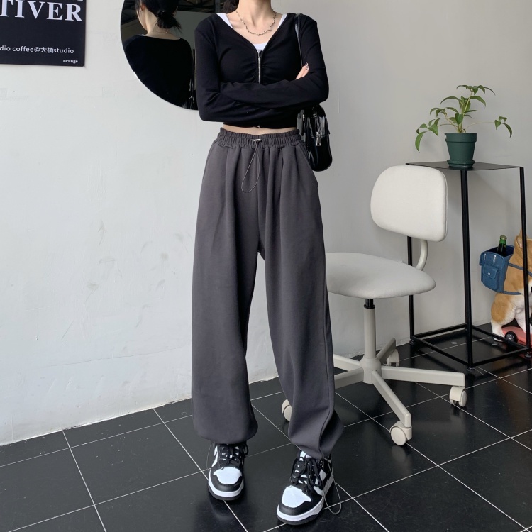 Quần ống rộng lưng cao dây rút cá tính trẻ trung thời trang 46142
