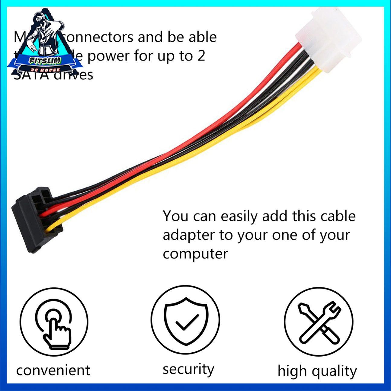 POWER Cáp Chia 4 Pin Ide Molex Sang 2x15 Pin Serial Ata Sata Hdd