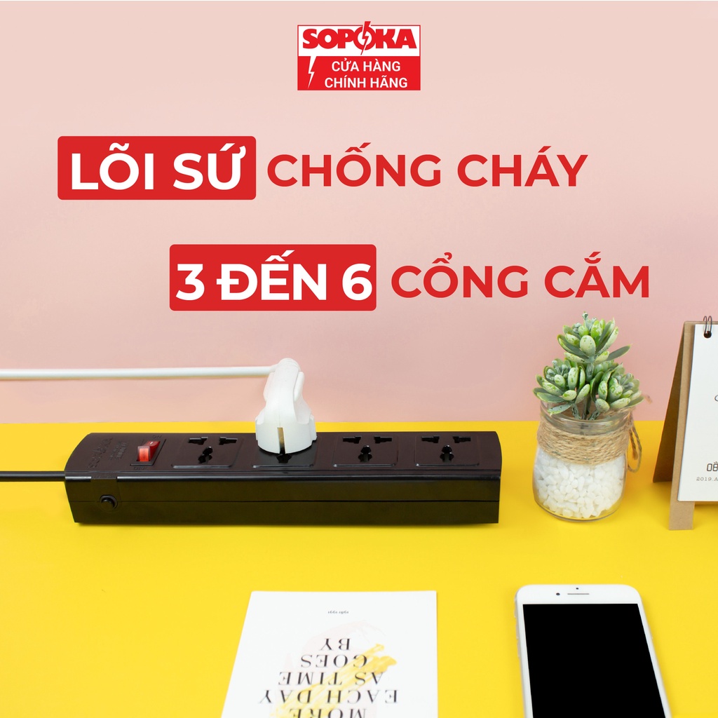 [Mã BMBAU50 giảm 10% đơn 99k] Ổ cắm điện ổ điện SOPOKA 3T3,5-6T3,5 chịu tải đến 2200W