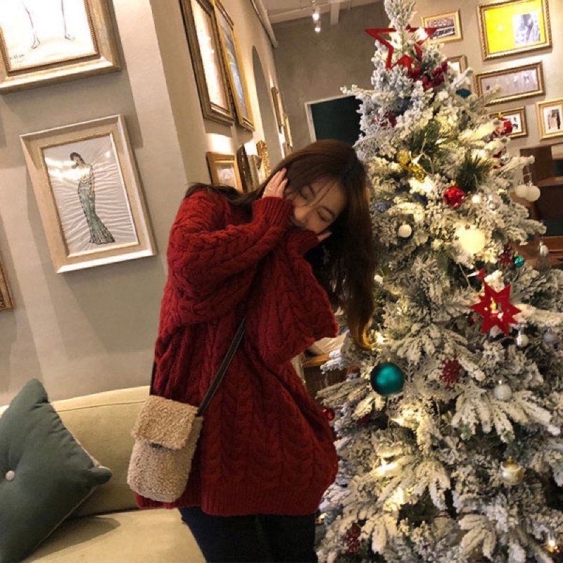 Áo len nữ màu đỏ mặc noel cực xinh